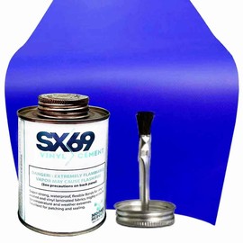 Moose Supply SX 69 Vinyl Repair Kit | Inflatable Bounce House Repair Kit | Blue | Includes 16 Ounce Adhesive and Vinyl Roll | for Flexible, Waterproof Repairs of Tears, Punctures, and Holes
