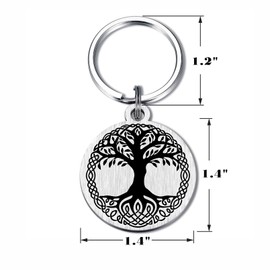 Richesele Viking Runes Tree of Life Keyring - Yggdrasil Norse Mythology Protection Key Ring - Viking Gifts for Men Women