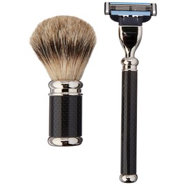 Golddachs Rasierset in Carbon-Optik 3-teilig