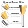 KOWOOD Dovetail Router Bit Set 6 Sizes with 1/4 Inch