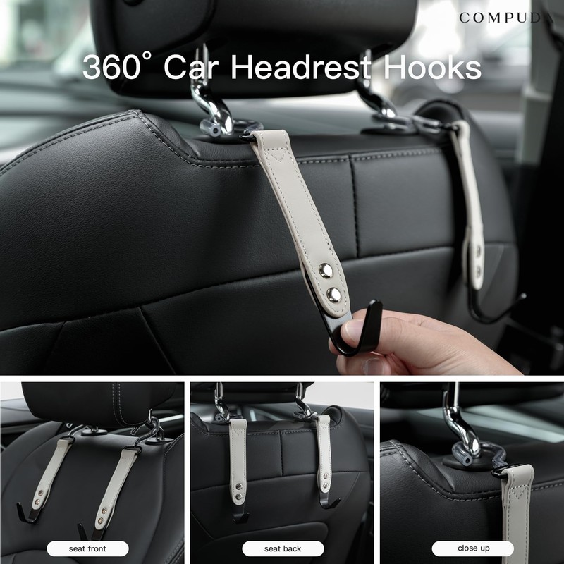 Compuda Purse Hook Holder for Car - 2 Pack Genuine
