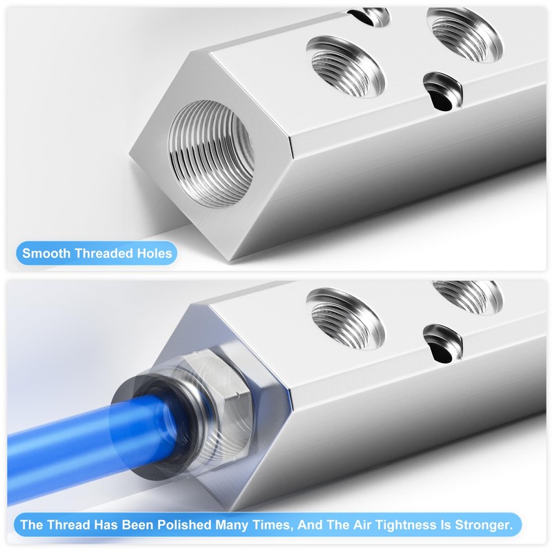 TAILONZ PNEUMATIC Silver 7-Way Pneumatic Shunt Aluminium Block Pneumatic Distributor