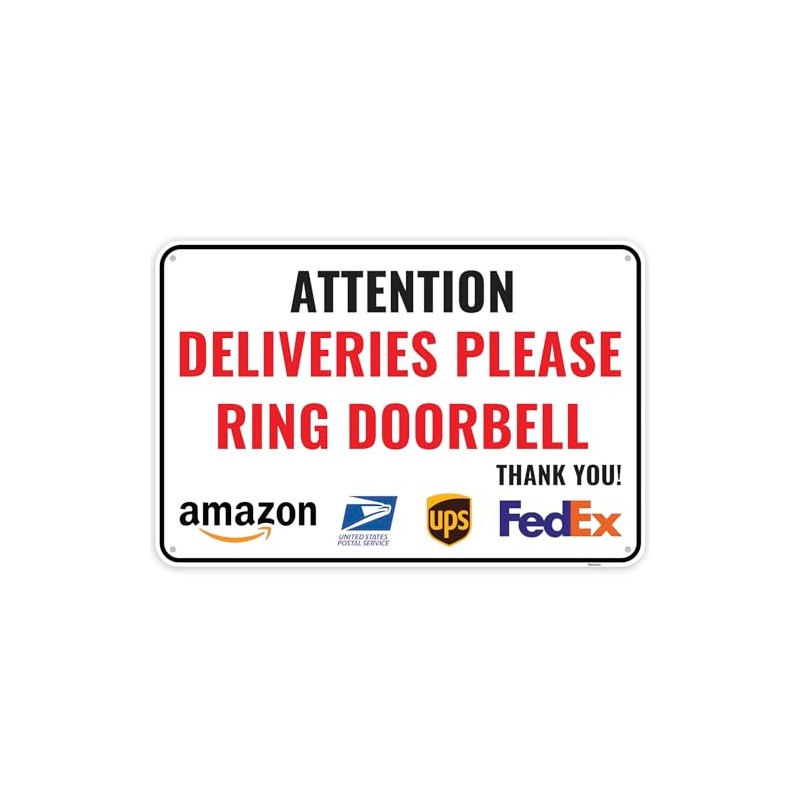 1PC Deliveries Please Ring Doorbell Sign, 12 x 8 Inches