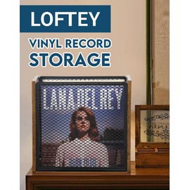 LOFTEY 2 Pack Vinyl Record Storage, 100-120 Records Vinyl Crate, Stackable Record Holder for 7"-12" Records, Cube Storage Box for Book & Toys, Rustic Brown