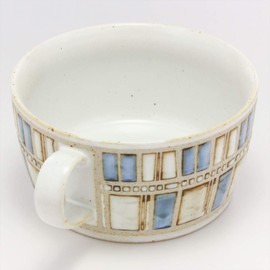 Kowa Pottery Hasami Ware Soup Cup Tile Art Blue
