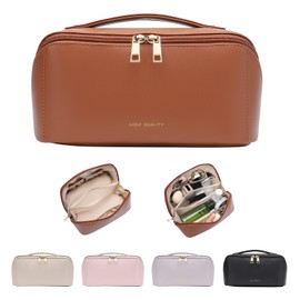 GOLF QUALITY - Bolsa de maquillaje de viaje de gran capacidad, se abre plana para un fácil acceso, bolsa de cosméticos impermeable, bolsa de artículos de cambiador, accesorios de viaje, bolsa de noche