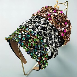 MUQINGWAN Women's Fashion Headband, Women's Wide Rhinestone Decorative Headband Hair Accessories For Women And Girls (Grass green)