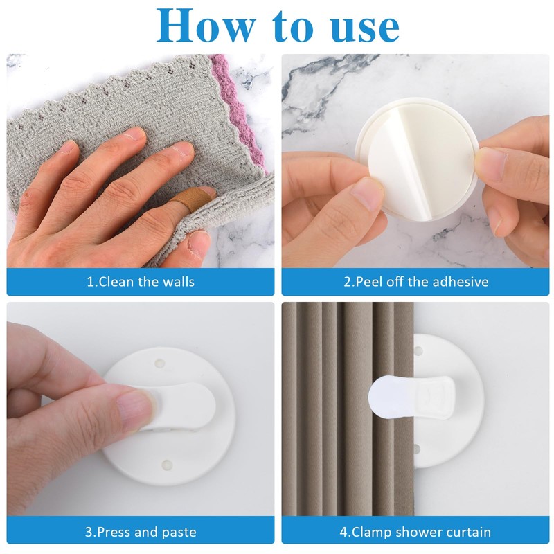 Sorcristy Shower Curtain Clips, Shower Splash Guard Holders, Windproof Showers