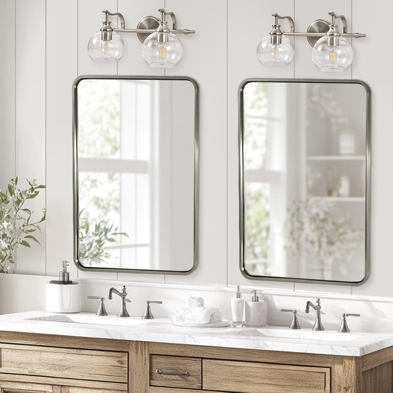 ANDY STAR Brushed Nickel Bathroom Light Fixture, 2 Light Bathroom