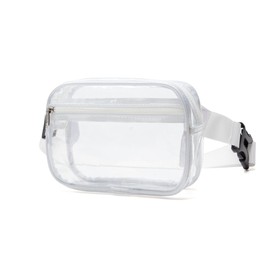 Bolso Bandolera Pequeño para Mujer, Hombre,Impermeable con Riñonera Ajustable, para Juegos,Viajes,Deportes,Playa,Conciertos Riñonera Transparente, Deporte (Blanco-Transparente)