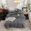 FOSSA Duvet Cover Set 100% Washed Cotton Linen Feel Super