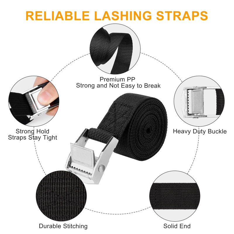 Romon 2M Fixing Straps, Set of 4 Ratchet Straps with