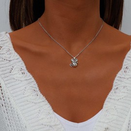 Cimenexe Bohemian Mouse Choker Necklace Silver Metal Rat Pendant Necklaces Small Animal Rat 3D Chain Necklaces Cartoon Animal Mouse Collar Necklace Jewellery for Women