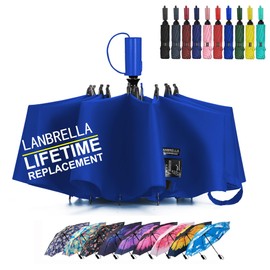 LANBRELLA Umbrella Reverse Travel Umbrella Windproof Compact Folding - C2.7 Royal Blue