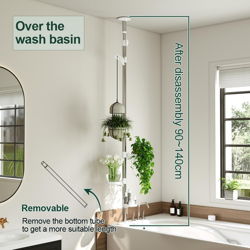 Hershii 4-Tier Indoor Plant Stand Tension Pole Corner Standing Shelf
