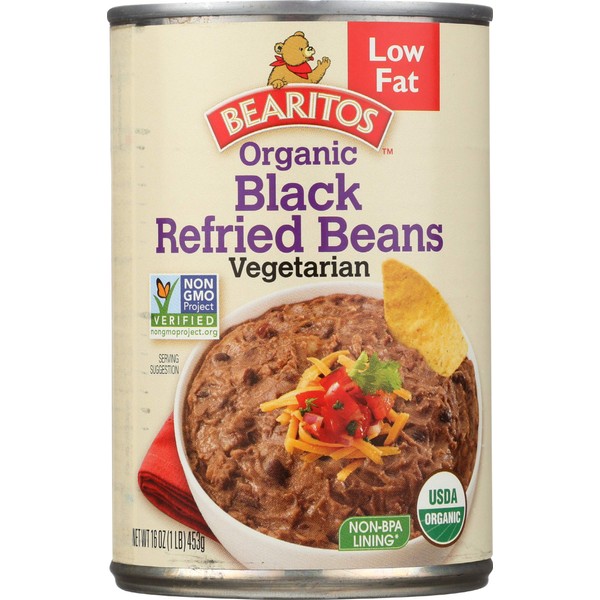 Little Bear Black Refried Beans Low Fat (12x16 Oz)
