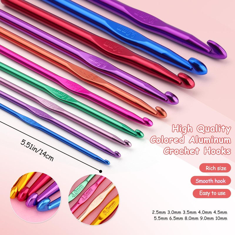 101 Pack Crochet Hook Set, 35 Pcs Ergonomic Crochet Hook,