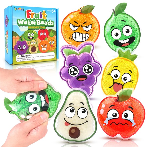 Sensory Squishy Toys, Emotions Resources for Children, Water Beads Sensory Play for Kids and Toddlers, Special Needs Developmental Toys For Autism and Adhd, Learning Fruit Sensory Bean Bags