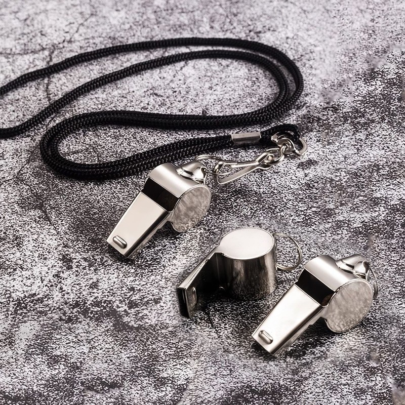 Jaimela 3 Pcs Stainless Steel Whistle Whistle with Lanyard Whistle