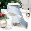 Mayreel Dusty Blue and Gold Christmas Tree Ribbon 2.5 Inch,