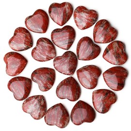 GUJOXILA Red Sesame Heart Made of Stones Natural Stones Healing Crystals Gemstones Polished Hand Carved Meditation Chakra Reiki Energy Balancing Lucky Gift 20 mm Pack of 20