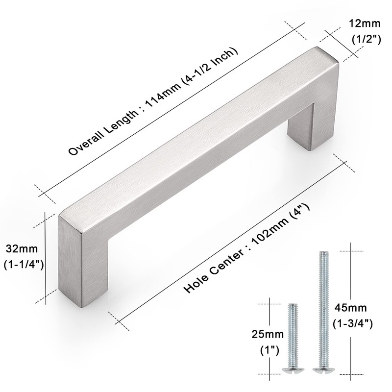 Probrico | 30 Pack Kitchen Cabinet Handles 4" (102mm) Holes
