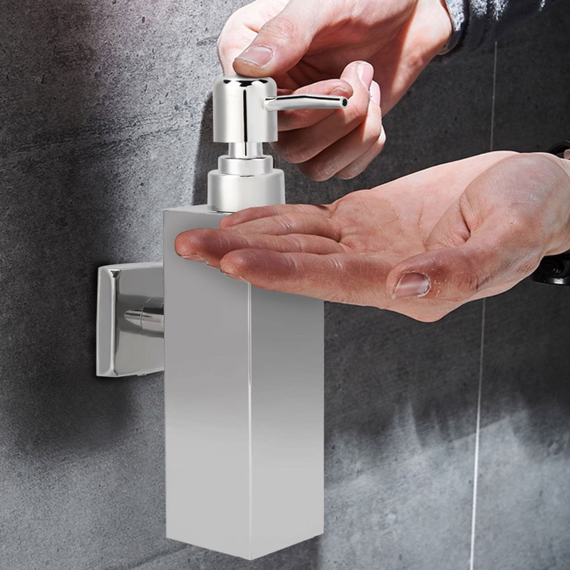 Wall Mounted Stainless Steel Square Manual Hand Liquid Soap Lotion