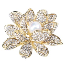 PACKOVE Lotus Brooch Flower Brooch Pin Elegant Brooch Decorative Brooch Pins Rhinestone Brooch Pearl Brooch Pins Vintage Brooch Pin For Women