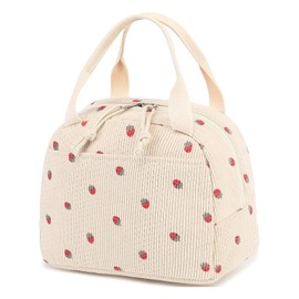 Packed Lunch Bag, 26x18x21cm Lunch Bags for Women, Cute Strawberry Print Design, Lunch Bag Adults Kids Insulated Cooler Tote, Lunch Bags for Work School Picnic Travel
