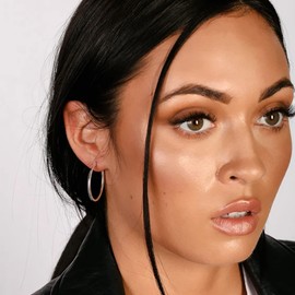 Sterling Silver Hoop Earrings Gold Silver Large Hoop Earrings For Women 14K Real Gold Plated Big Thin Hoop Earrings Hypoallergenic Circle Endless Hoop Earrings 20/30/40/50/60/80mm for women