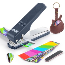 Guitar Pick Punch Kit gift- Artat DIY Guitar Pick Maker, Includes 6 pick strips and a pick file, Leather Key Chain Pick Holder,Easy use unique Gift for Guitar Lovers
