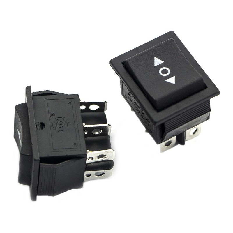 RuiLing 5pcs KCD4 Square Rocker Switch 6Pin ON-Off-ON 3-Position Black