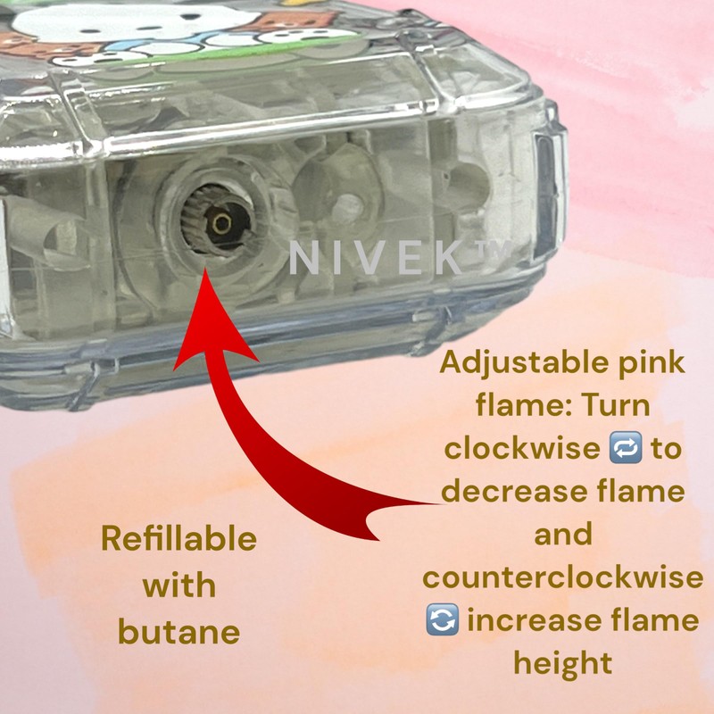 NIVEK Transparent Lighter Light Up Lighter Pink Flame Torch Refillable