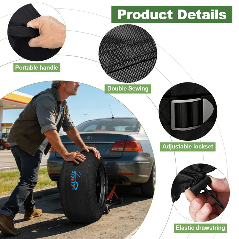 2 Pack Seasonal Tire Tote, 700D Spare Tire Cover -