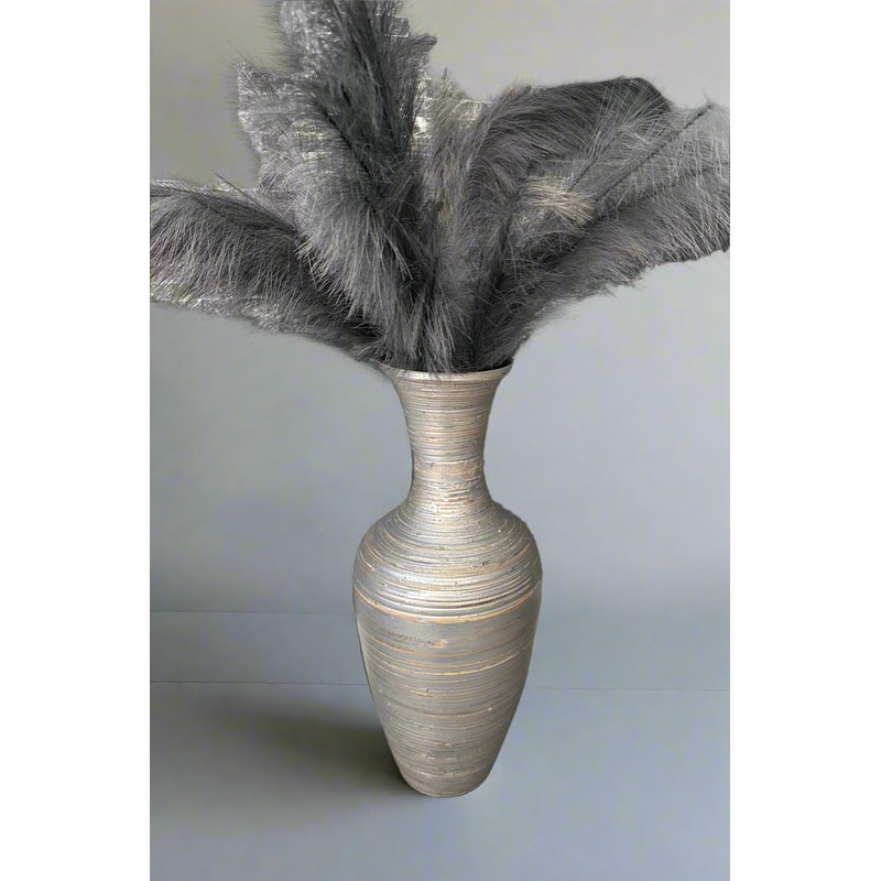 Silver handmade bamboo vase 60cm tall floor or table vase
