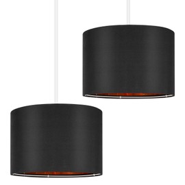 Weewooday 2 Pcs 30x20cm Fabric Drum Light Shade Large Modern Drum Lamp Shade Black Drum Lampshade with Golden Inner Stylish Drum Pendant Cylinder Ceiling Pendant for Table Lamp Bedside Lamp Floor Lamp