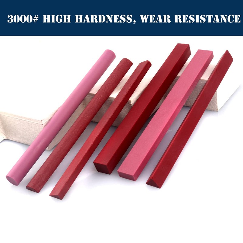 CHEERBRIGHT 6PCS 3000# Ruby Whetstone Sharpening Stone Set, Variety of