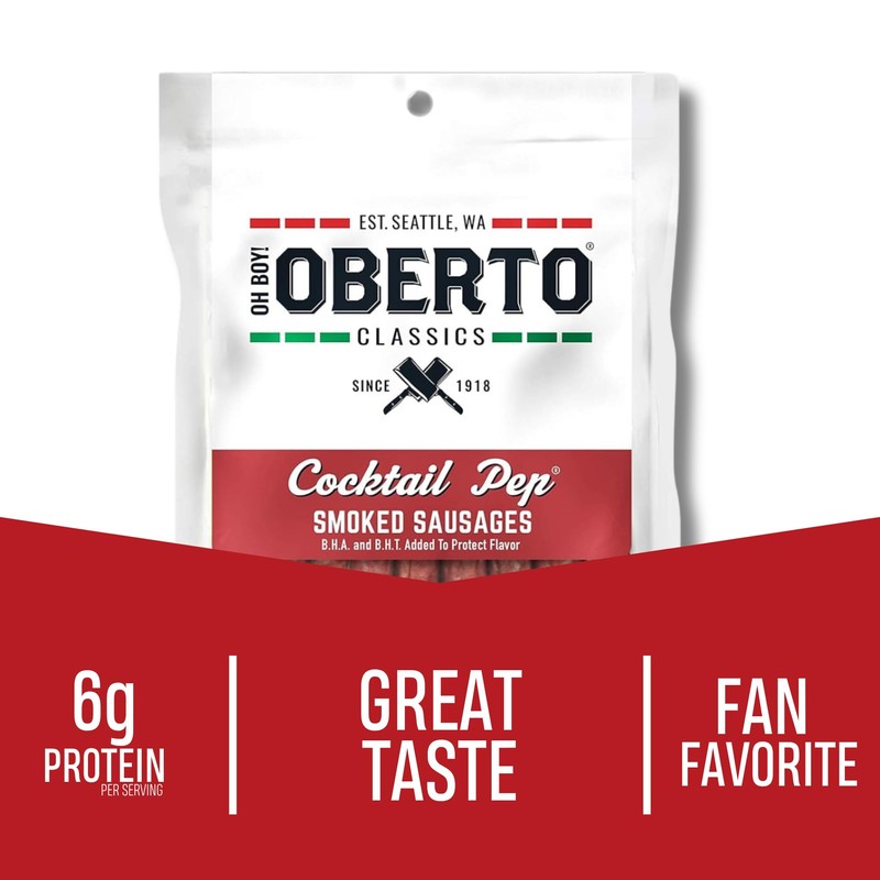 Oh Boy! Oberto Classics Cocktail Pep Smoked Sausages, 12 Ounce