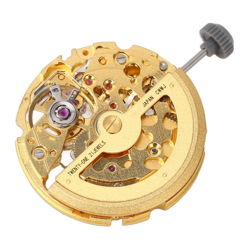 8N24 Watch Movement Golden Alloy Automatic Hollow Out Watch Replacement