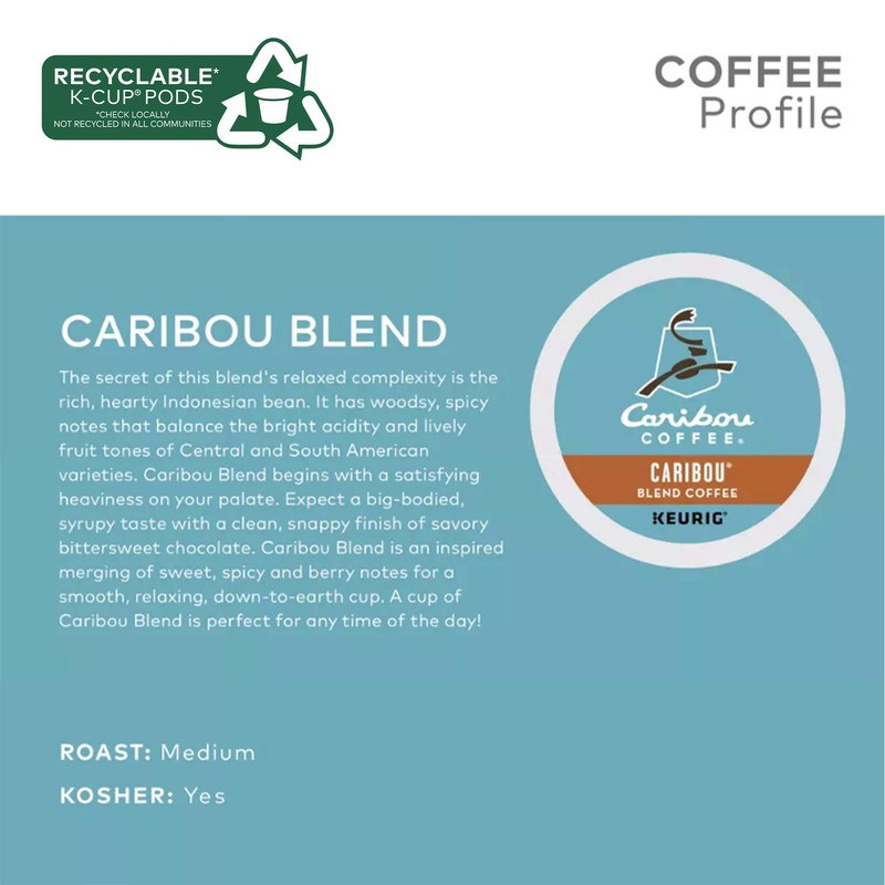 Caribou Coffee Keurig Single-Serve K-Cup Pods, Caribou Blend Medium Roast