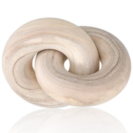 Cadena de 2 eslabones de madera para decoracin de mesa de caf, nudo de madera tallado a mano, ornamento moderno de granja rstico estilo boho para...  