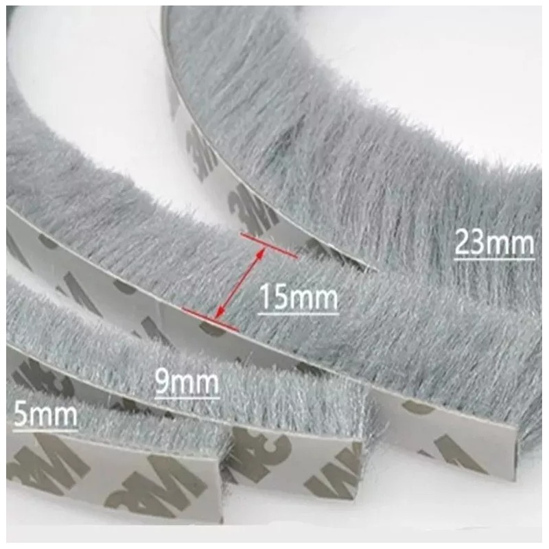 Estuchelandia 6mt Tira Sellado Cepillo Cinta Polvera Puerta Ventana 9x15mm