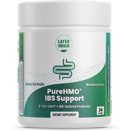 Layer Origin PureHMO IBS Support - Clinically Tested Super Prebiotic + Probiotic for IBS - Strengthen Gut Barriers and Restore Your Gut Functions
