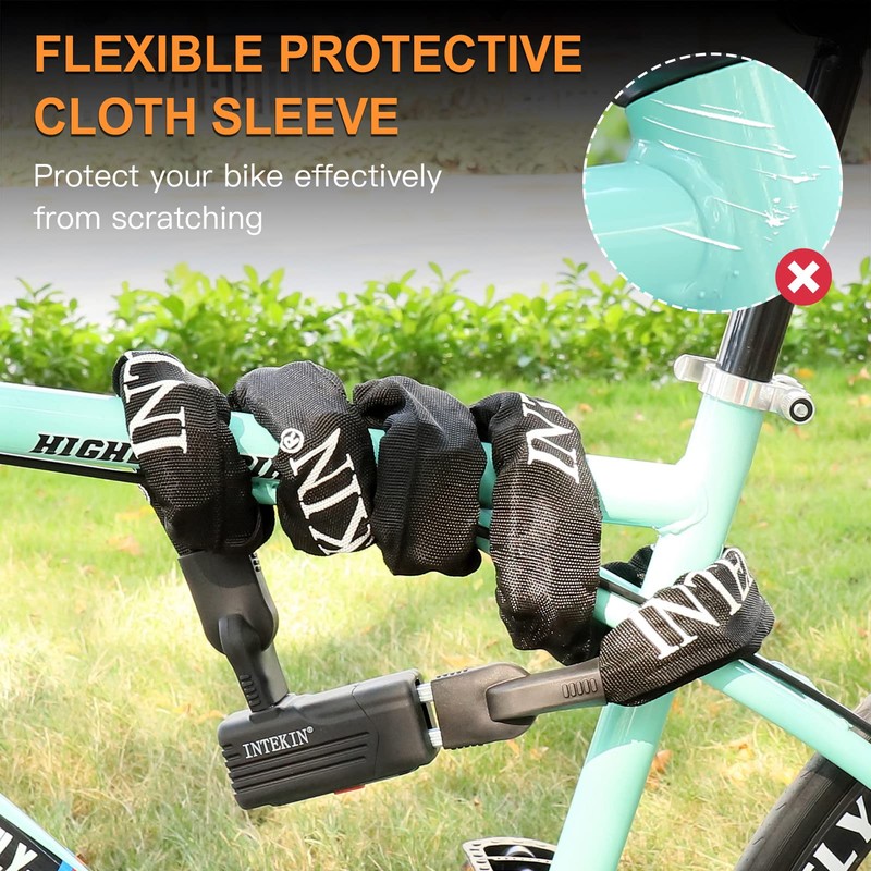 INTEKIN Anti-Theft Heavy Duty Bike Lock, 5FT, Black, Key Lock,