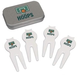Azeeda 'Basketball Hoops Design' Golf Divot Tool/Repair Fork Gift Set (GO00070223)