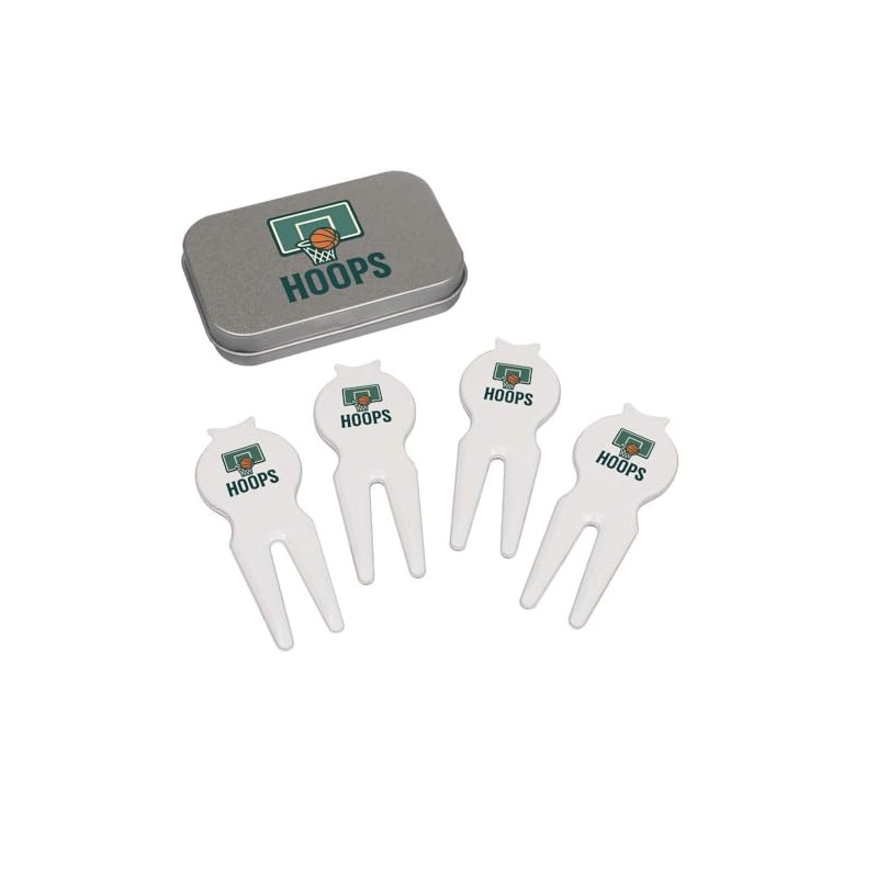 Azeeda 'Basketball Hoops Design' Golf Divot Tool/Repair Fork Gift Set