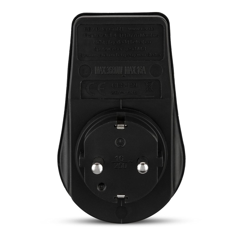REV Adaptor with Switch IP44 nero-verde