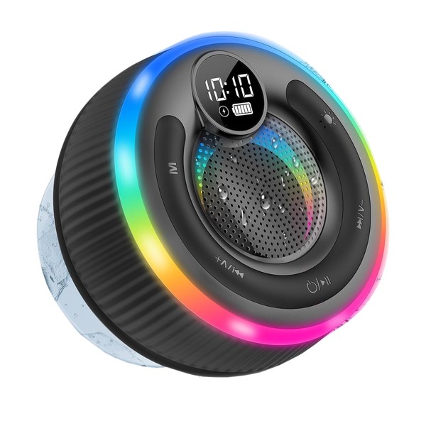 Ddidbi Bluetooth Shower Speaker, Portable Bluetooth Speaker 5.3 with Time