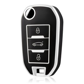 OFF WE GO Car Key Case Key Shell Cover for Peugeot 208 301 307 308 407 508 2008 3008 5008 Citroen C2 C3 C4 C5 C6 C4L C5 DS6 Opel Key Cover, Black Silver