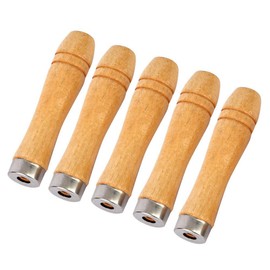 5Pcs Wooden File Handles, Wooden File Handles with Strong Metal Collars, Length 90 mm, Suitable for 4-6 Inch Files of Different Shapes